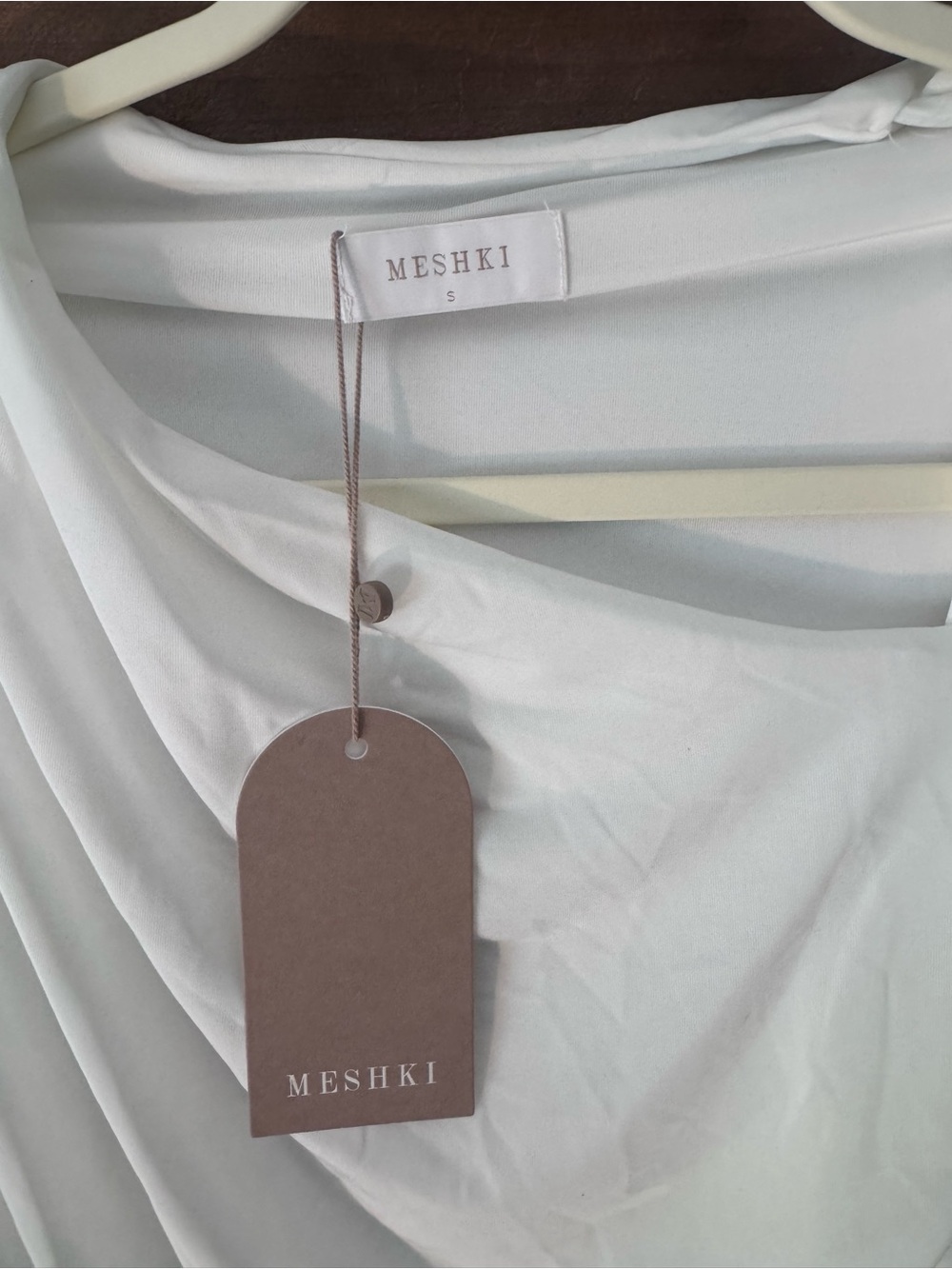 Meshki White Asymmetric Draped One-Shoulder Camisole - Picture 3 of 3